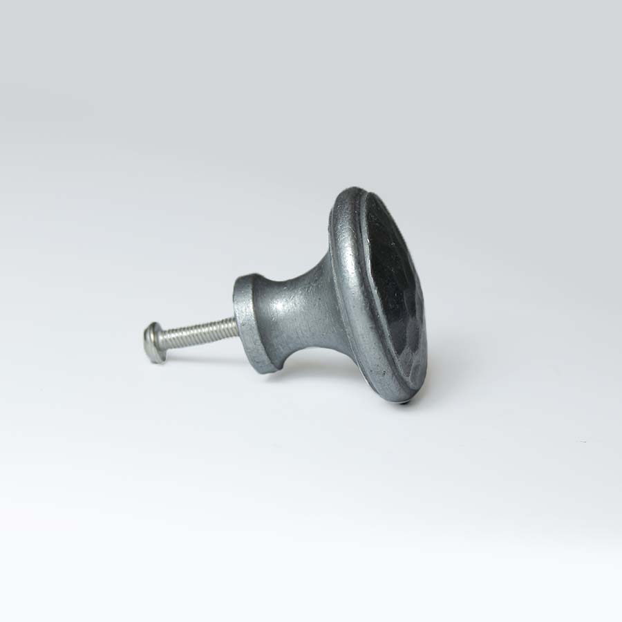 Hammered Top Cast Waxed Antique Iron Knob - 70.086D.AI.38 - Uneeka