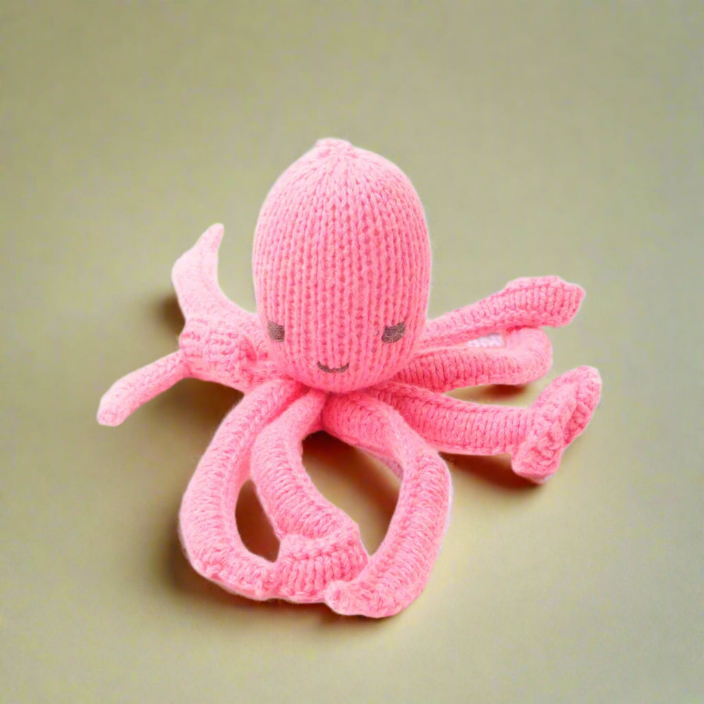 Hand Knitted Light Pink Octopus Soft Toy - SYTJ014 - Uneeka