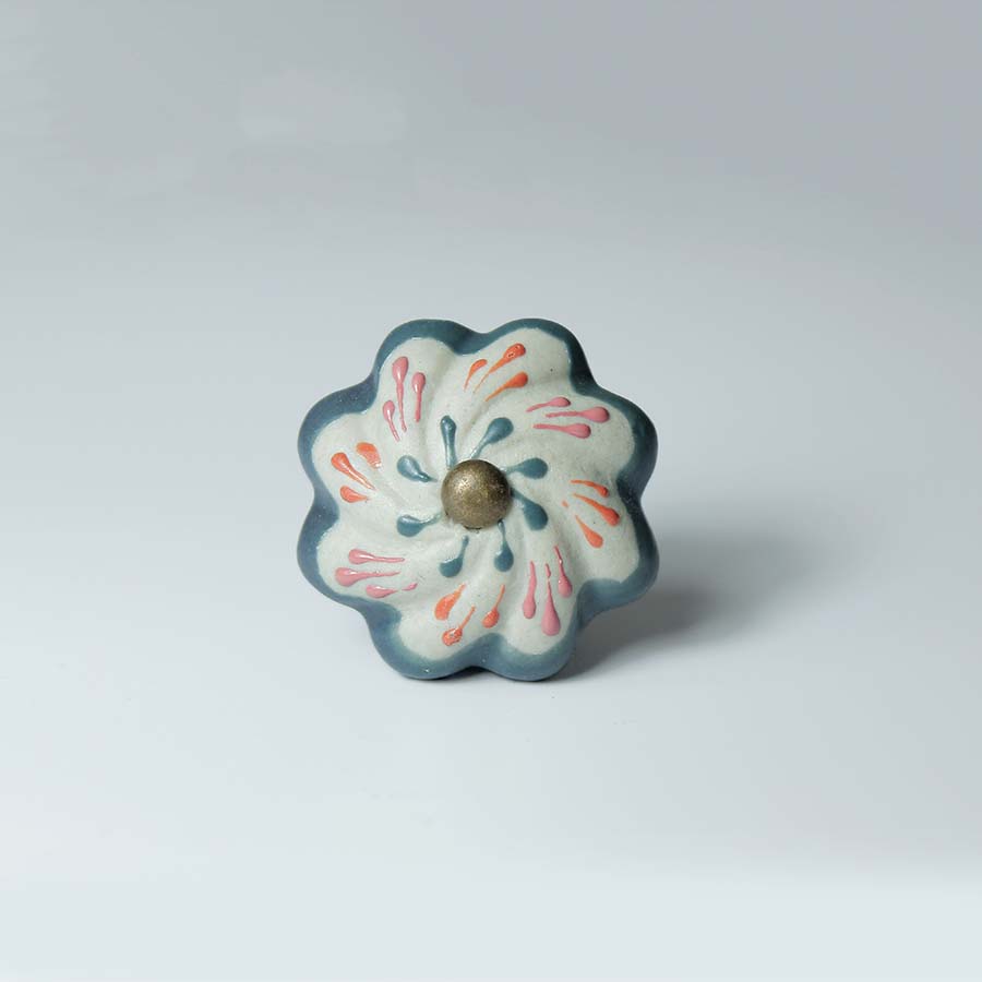 Hand Painted Flower Ceramic Knob/Drawer Pull - DK136 - Uneeka