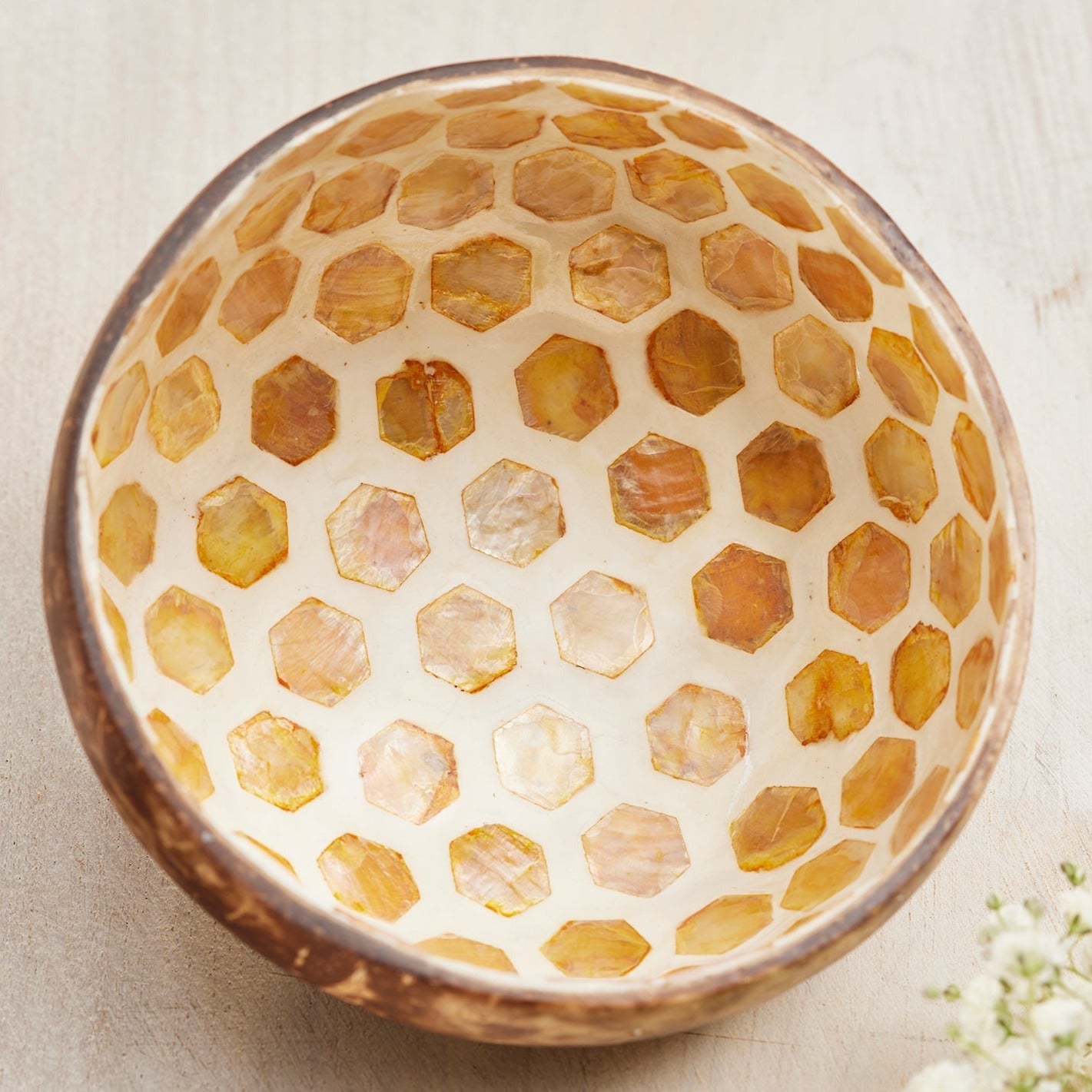 Honeycomb Pattern Coconut Shell Trinket Dish - BW13 - Uneeka