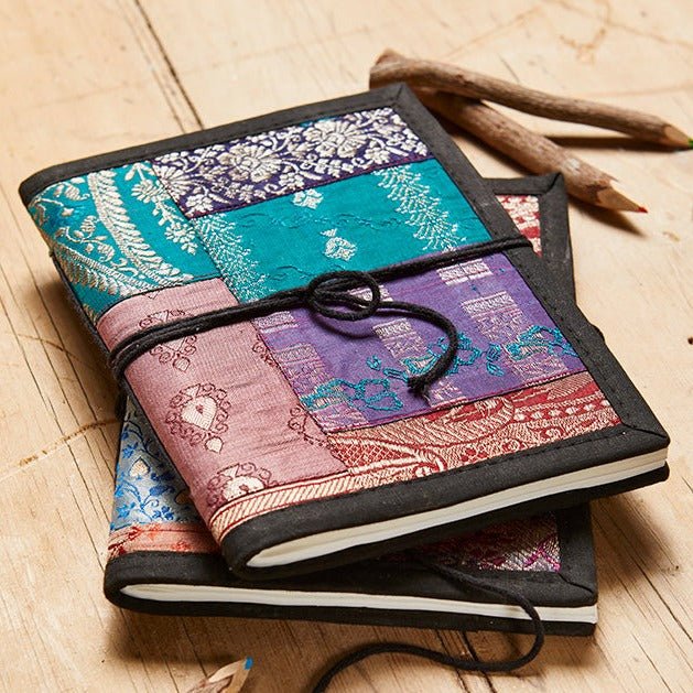 Large Brocade Covered Handmade Paper Notebook - NBL92 - Uneeka