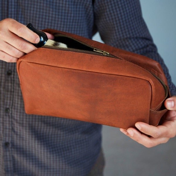 Large Leather Wash Bag* - HIBWB1 - Uneeka