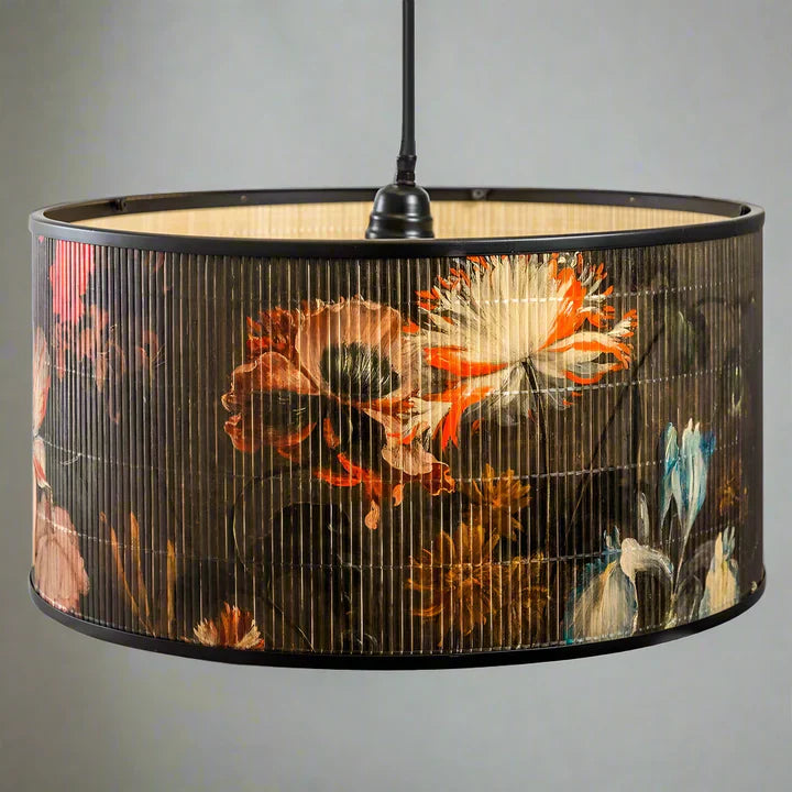 Large Yangzte Bamboo Black Floral Pendant Light Shade - HKL42 - Uneeka