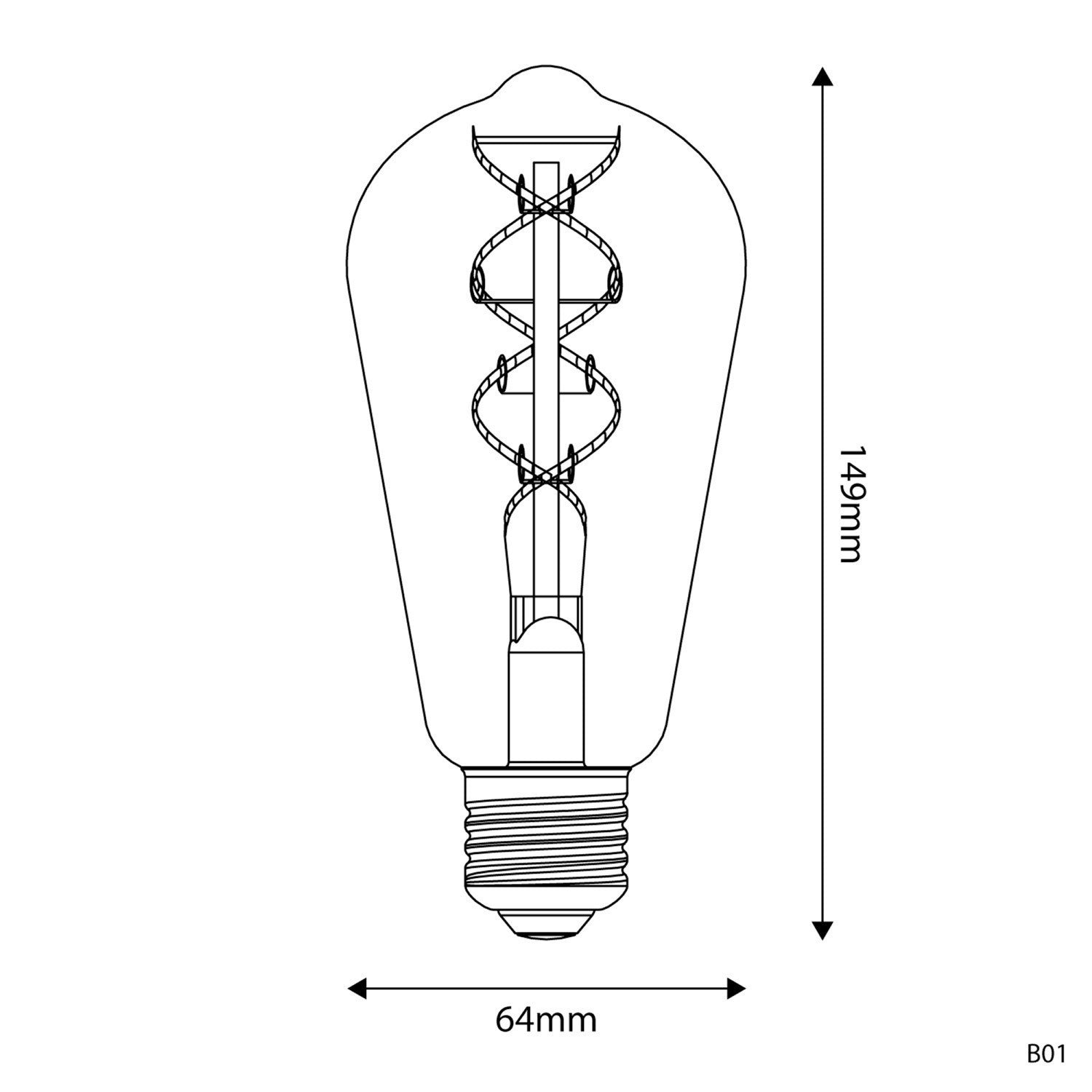 LED Gold Edison 5V ST64 E27 Spiral Filament Dimmable Bulb - BB - B01 - Uneeka