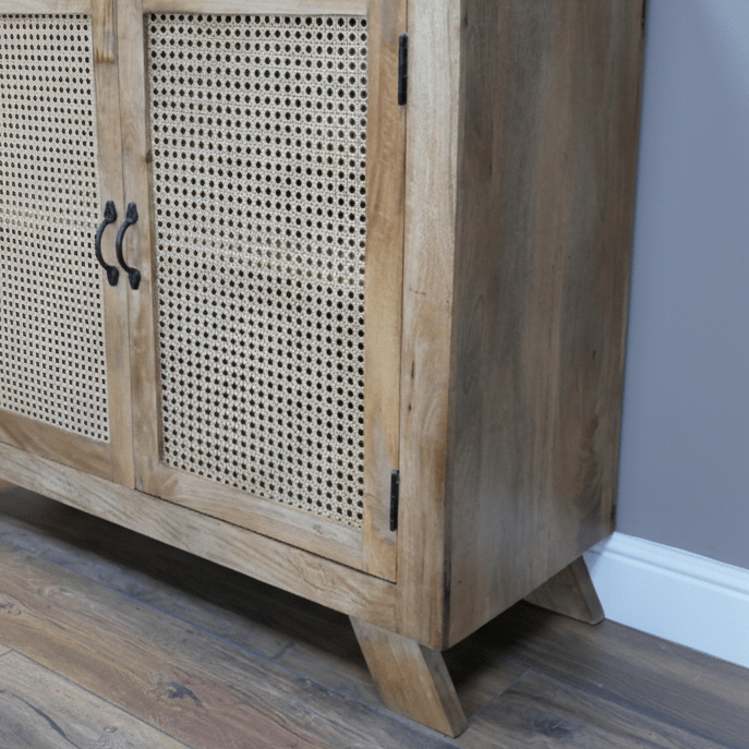 Mango Wood & Rattan Large Sideboard - 8968 - Uneeka