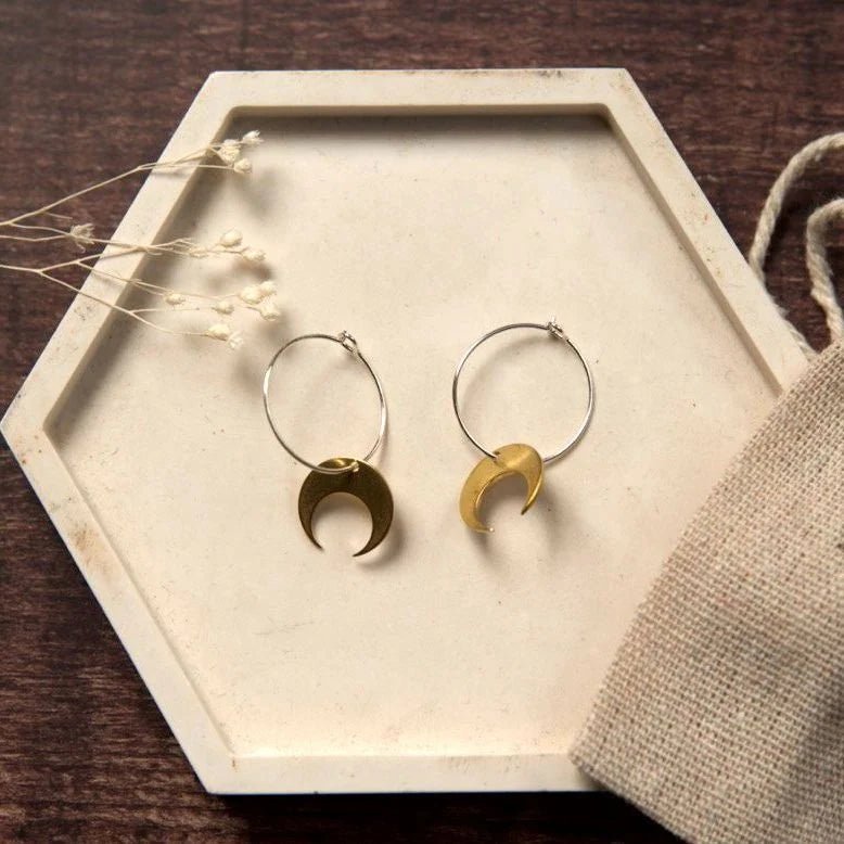 Medium Brass Assorted Shape Hoop Earrings - Emily's Pick - MB002 - Uneeka