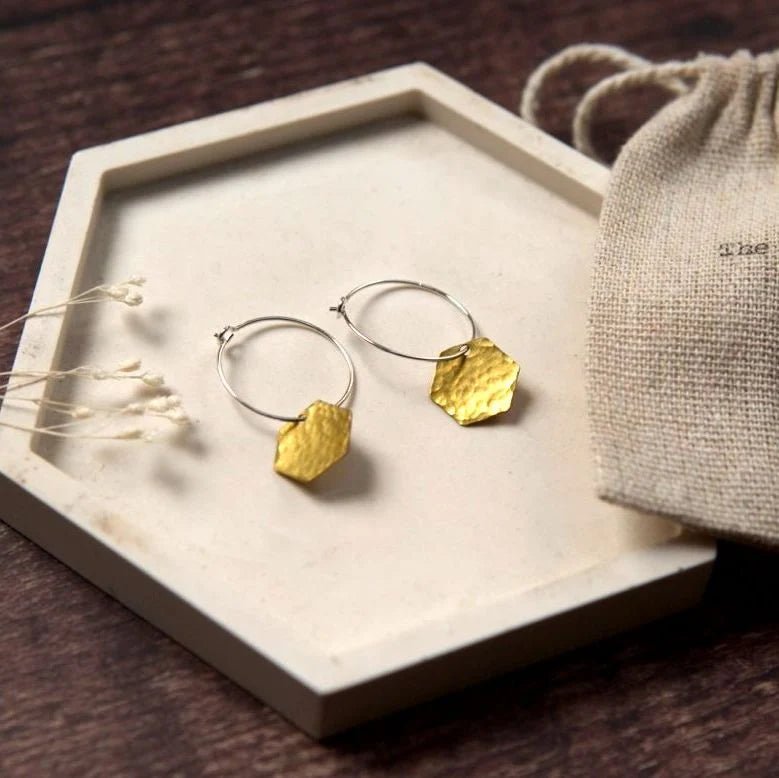 Medium Brass Assorted Shape Hoop Earrings - Emily's Pick - MB004 - Uneeka