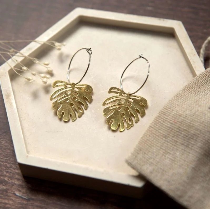 Medium Brass Assorted Shape Hoop Earrings - Emily's Pick - MB006 - Uneeka