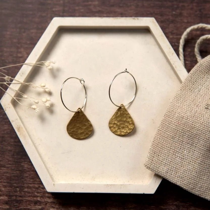 Medium Brass Assorted Shape Hoop Earrings - Emily's Pick - MB009 - Uneeka