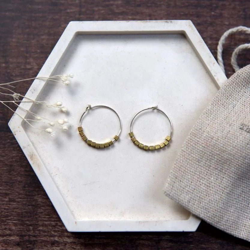 Medium Brass Assorted Shape Hoop Earrings - Emily's Pick - MB014 - Uneeka