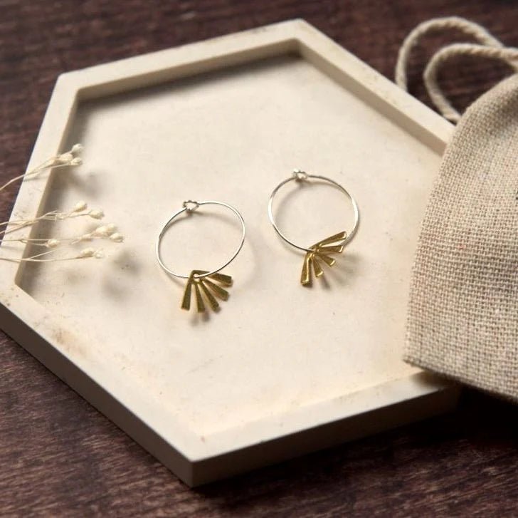 Medium Brass Assorted Shape Hoop Earrings - Emily's Pick - MB015 - Uneeka
