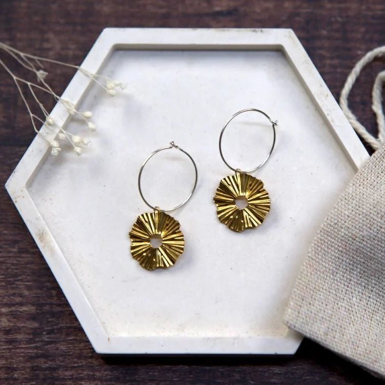 Medium Brass Assorted Shape Hoop Earrings - Emily's Pick - MB019 - Uneeka