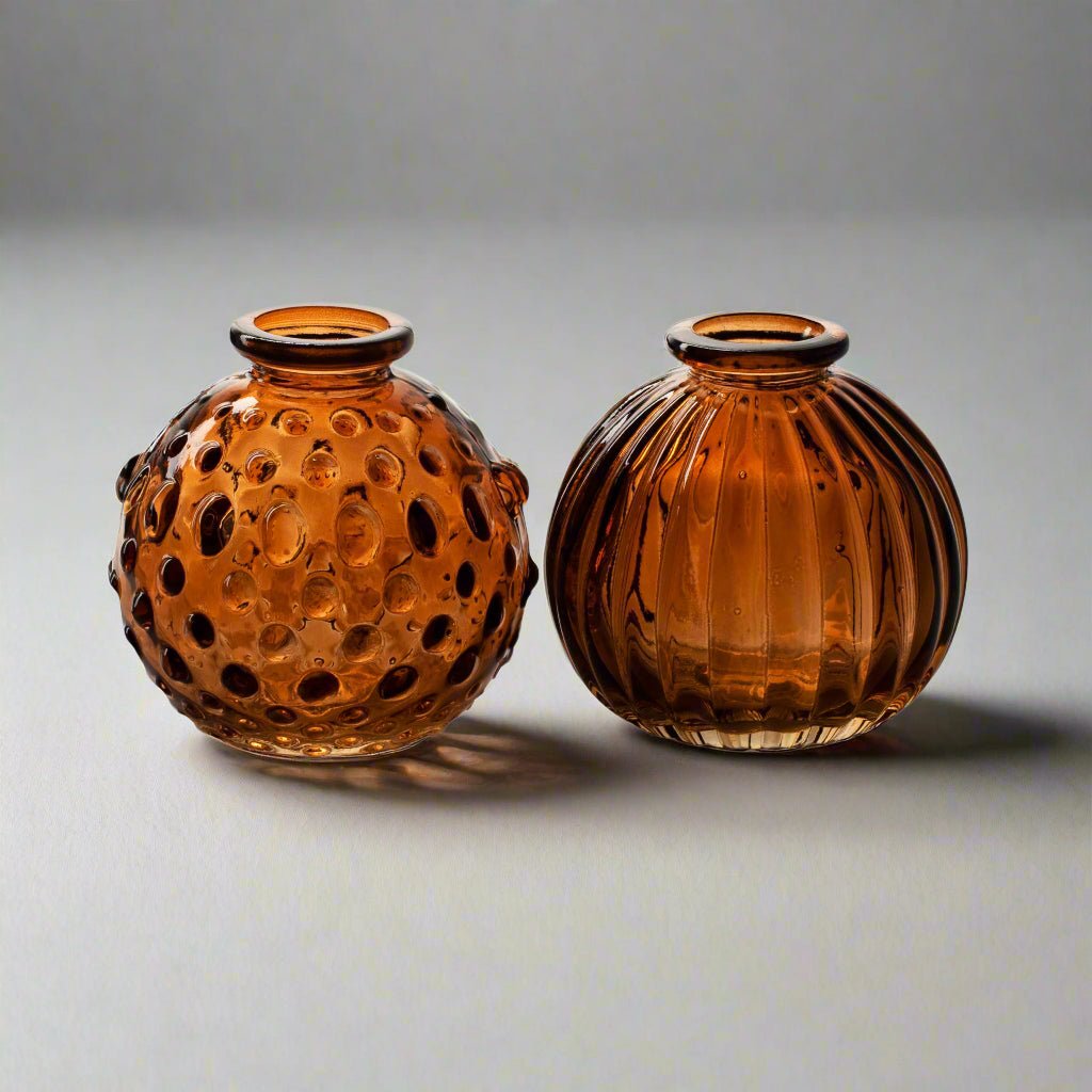 Mini Textured Cedar Brown Pumpkin Vase - CV01032 - BUBBLED - Uneeka