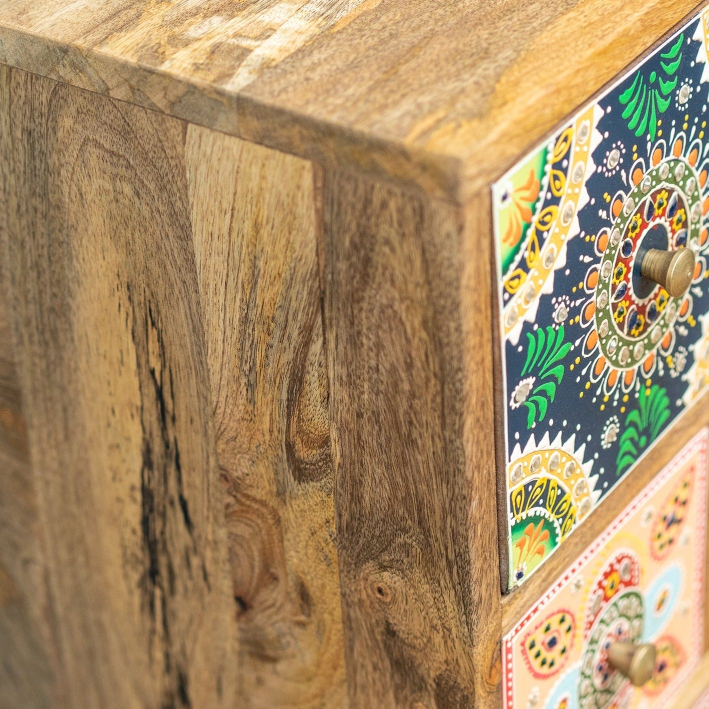 Multi Colour Hand Painted 9 Drawer Chest - STC635 - Uneeka