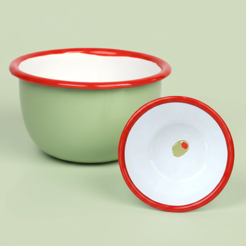 Olive Enamel Nibble Bowl - ENML - BOWL - OLIVE - 10 - Uneeka