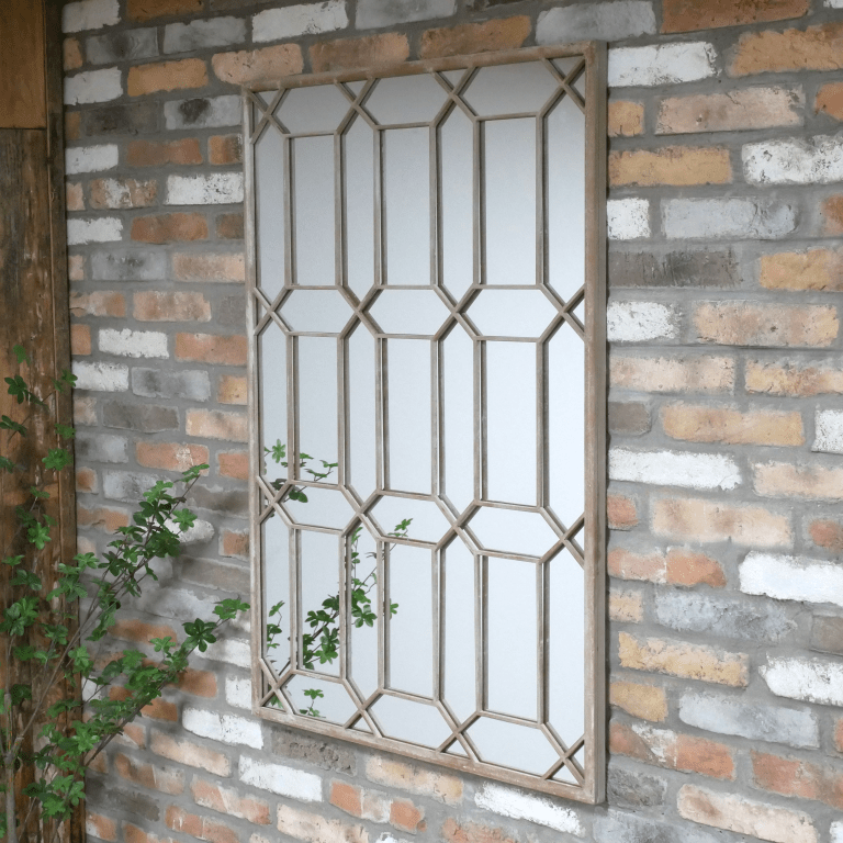 Ornate Geometric Rustic Wall Mirror - 10925 - Uneeka