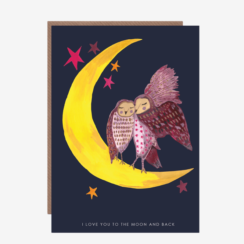 Owls Love You To The Moon And Back Greetings Card - HCWB351 - Uneeka