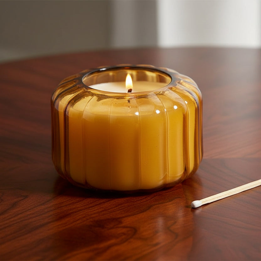 Paddywax Ripple Glass Candle Golden Ember - RPL0503EU - Uneeka