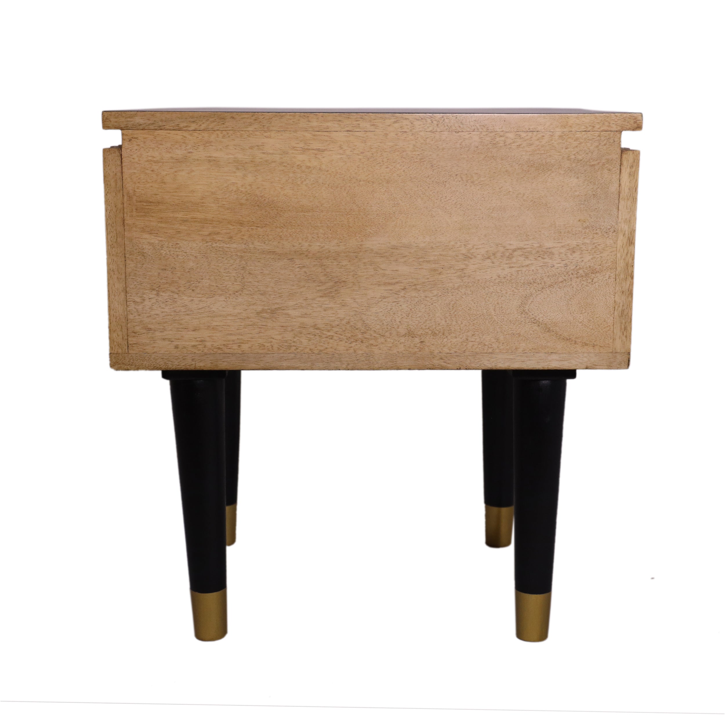 Panelled Wood Curved One Drawer Bedside Table - M2142 - Uneeka