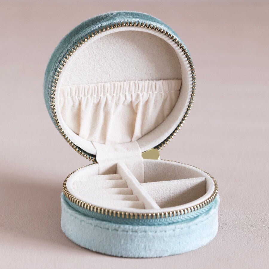 Pastel Tone Velvet Round Jewellery Case - 60734 - Uneeka