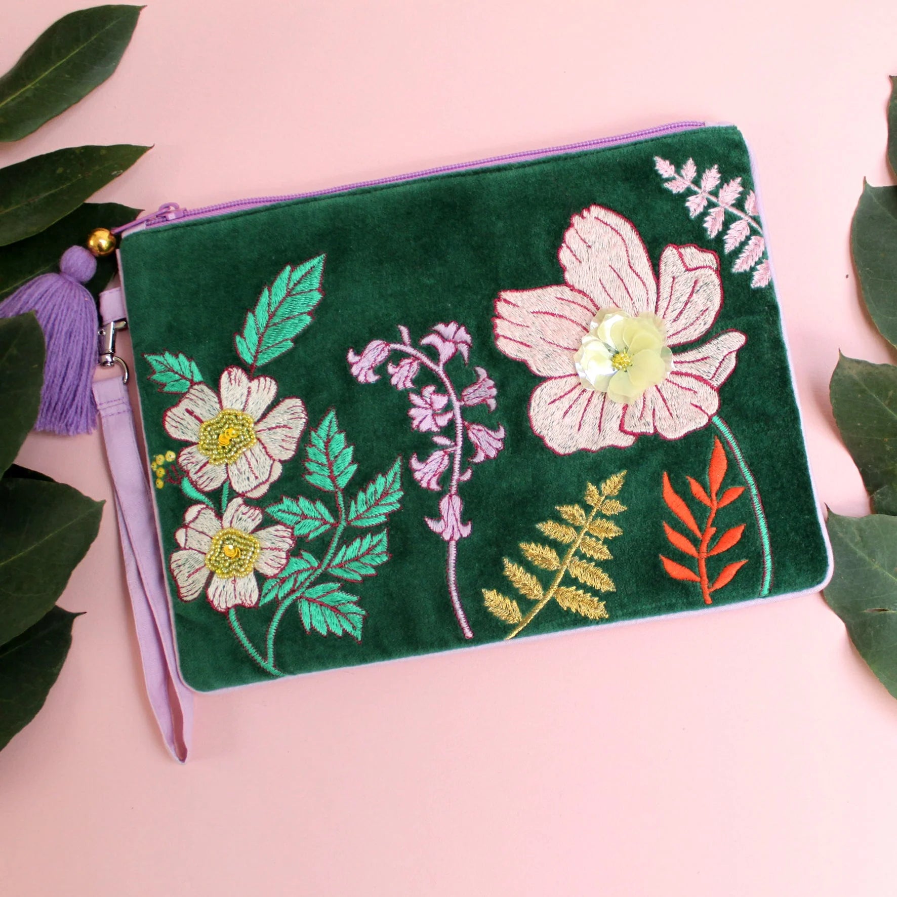 Embroidered Teal Floral Purse - POCLTEA001 - Uneeka