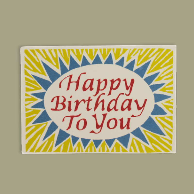 Happy Birthday Blue & Yellow Greetings Card - CRDA6 HBTY red/blue - Uneeka