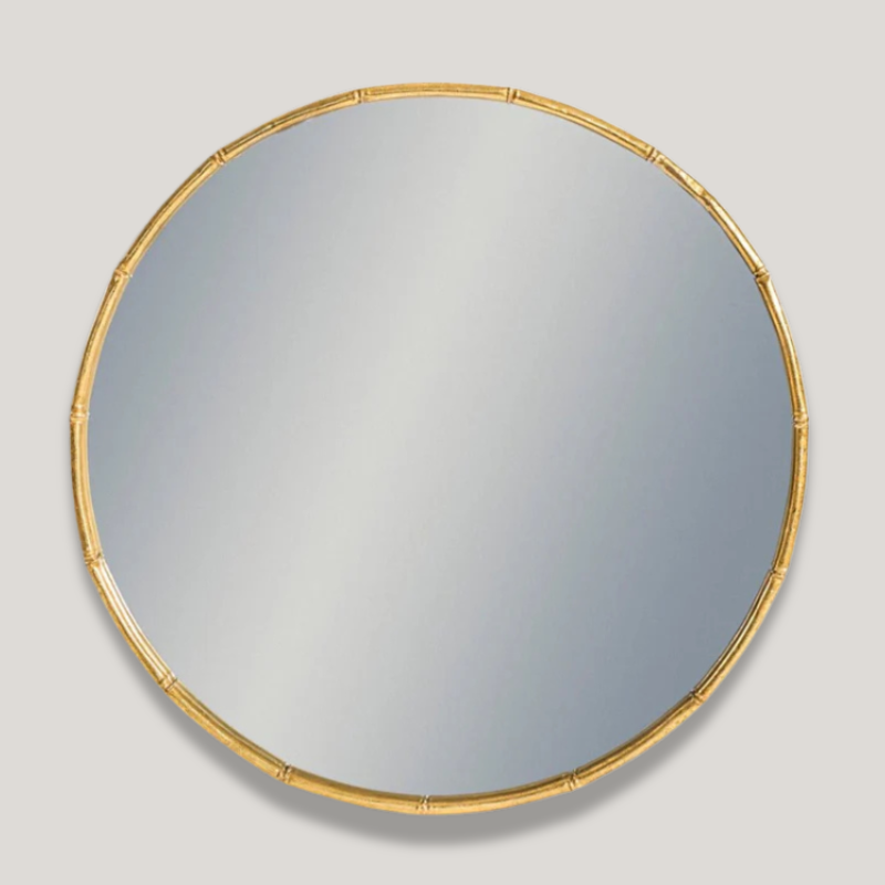 Antique Gold Bamboo Effect Round Mirror - EM134 - Uneeka
