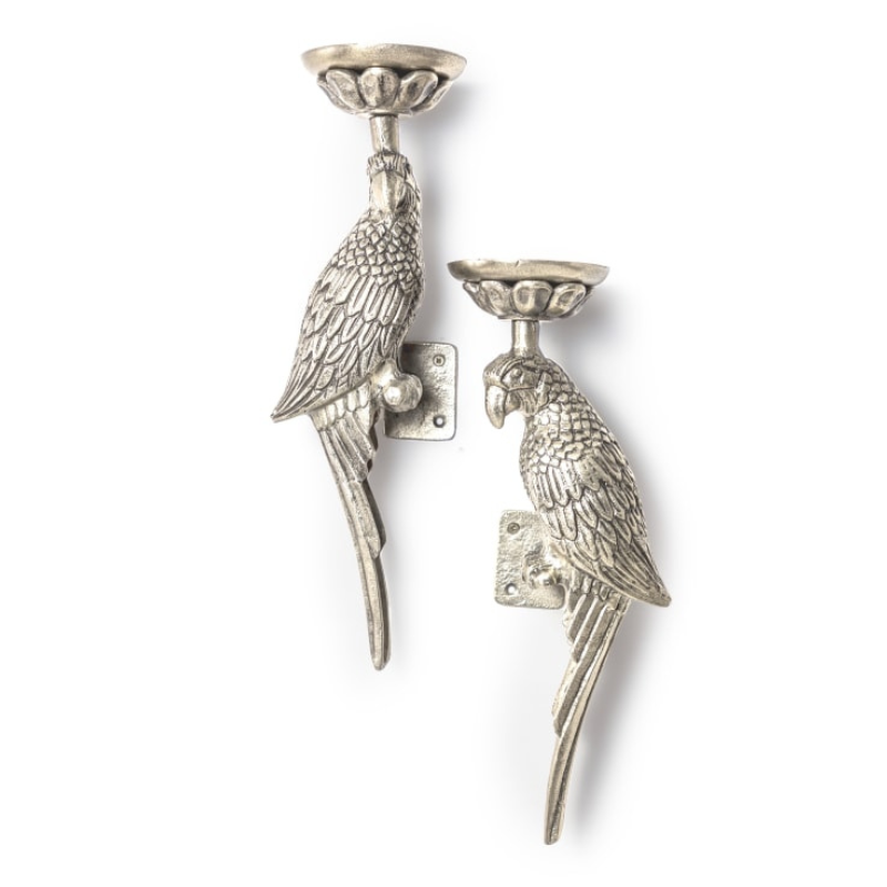 Pair Of Metal Parrot Wall Candle Sconces - AL169 - Uneeka