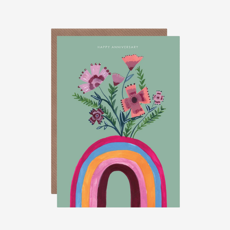 Rainbow and Flowers Anniversary Card - HCWB226 - Uneeka