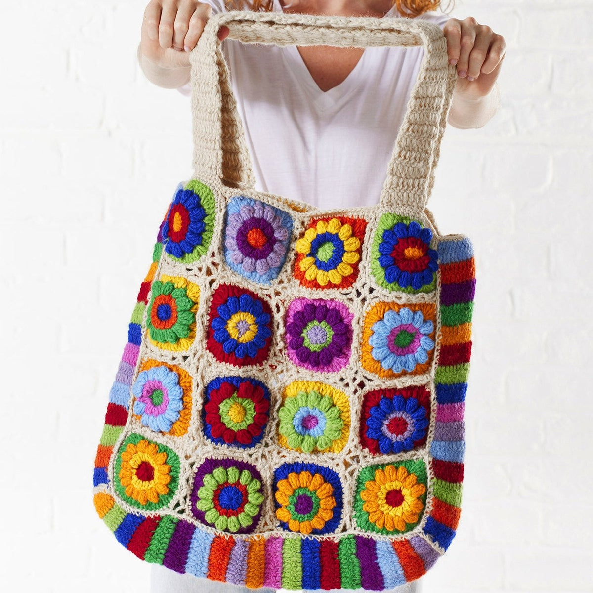 Rainbow Flower Crochet Shoulder Bag - SB1C - Uneeka