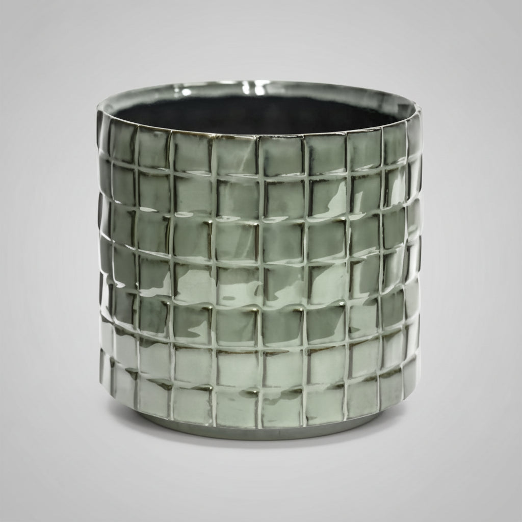 Reactive Glaze Textured Tile Plant Pot - TTSGP16 - Uneeka