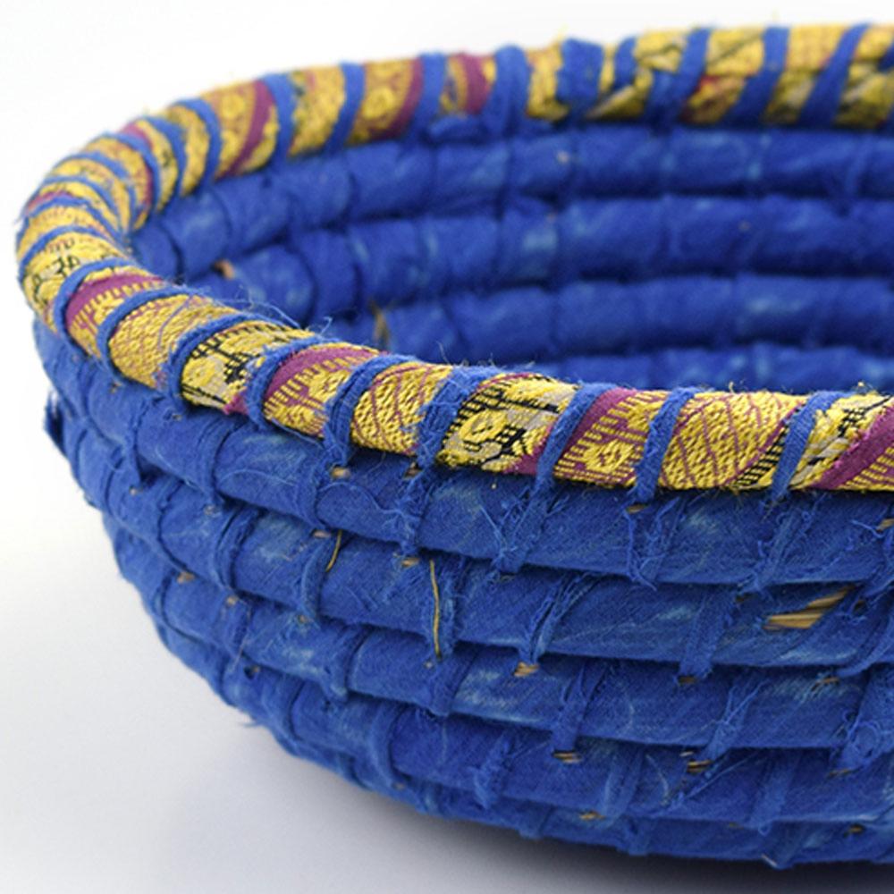 Recycled Sari Material Round Basket - PROK112 - Uneeka