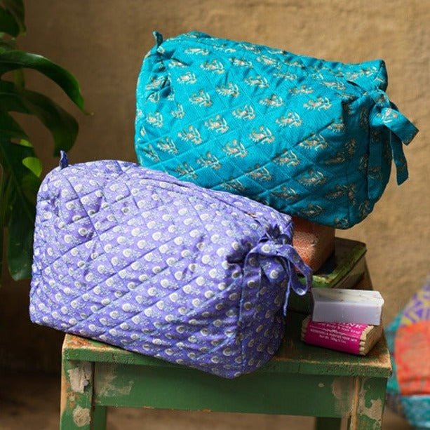 Recycled Sari Zipped Cosmetic Bag - BAG120 - Uneeka