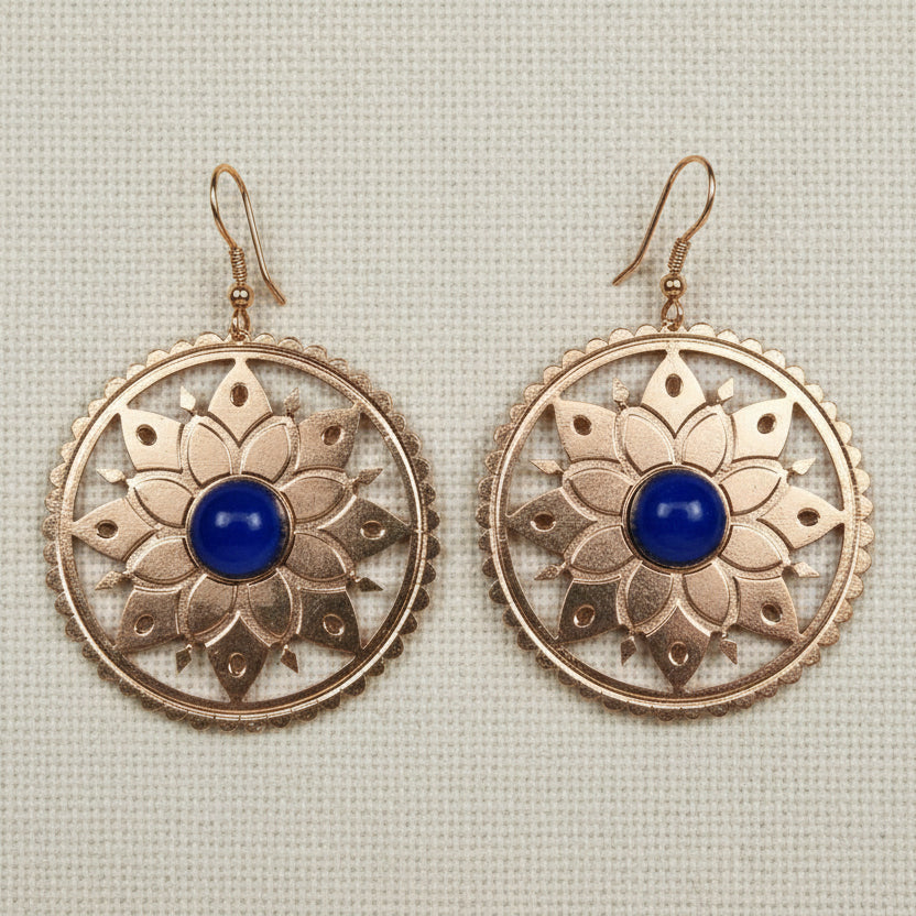 Rose Gold Mandala Earrings - TAROS1805 - Uneeka