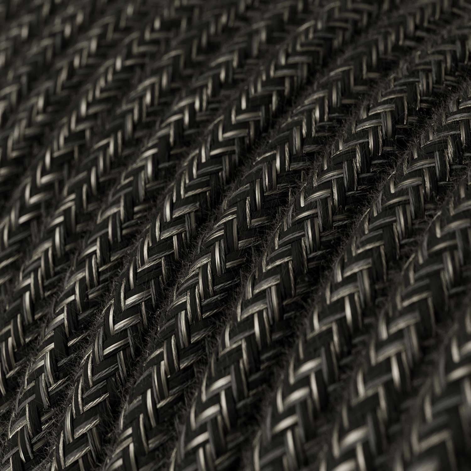 Round 3 Core Electric Cable Covered by Natural Linen in Anthracite - XZ3RN03 - Uneeka
