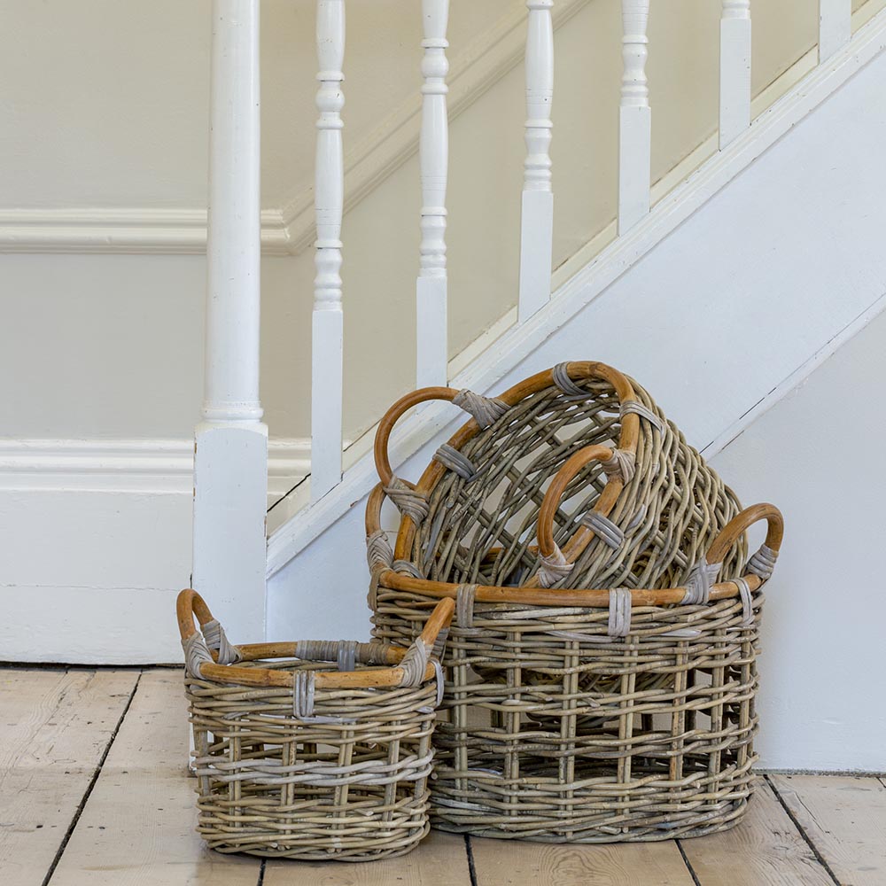 Round Kubu Basket with Handles - KHA21203 - SMALL - Uneeka