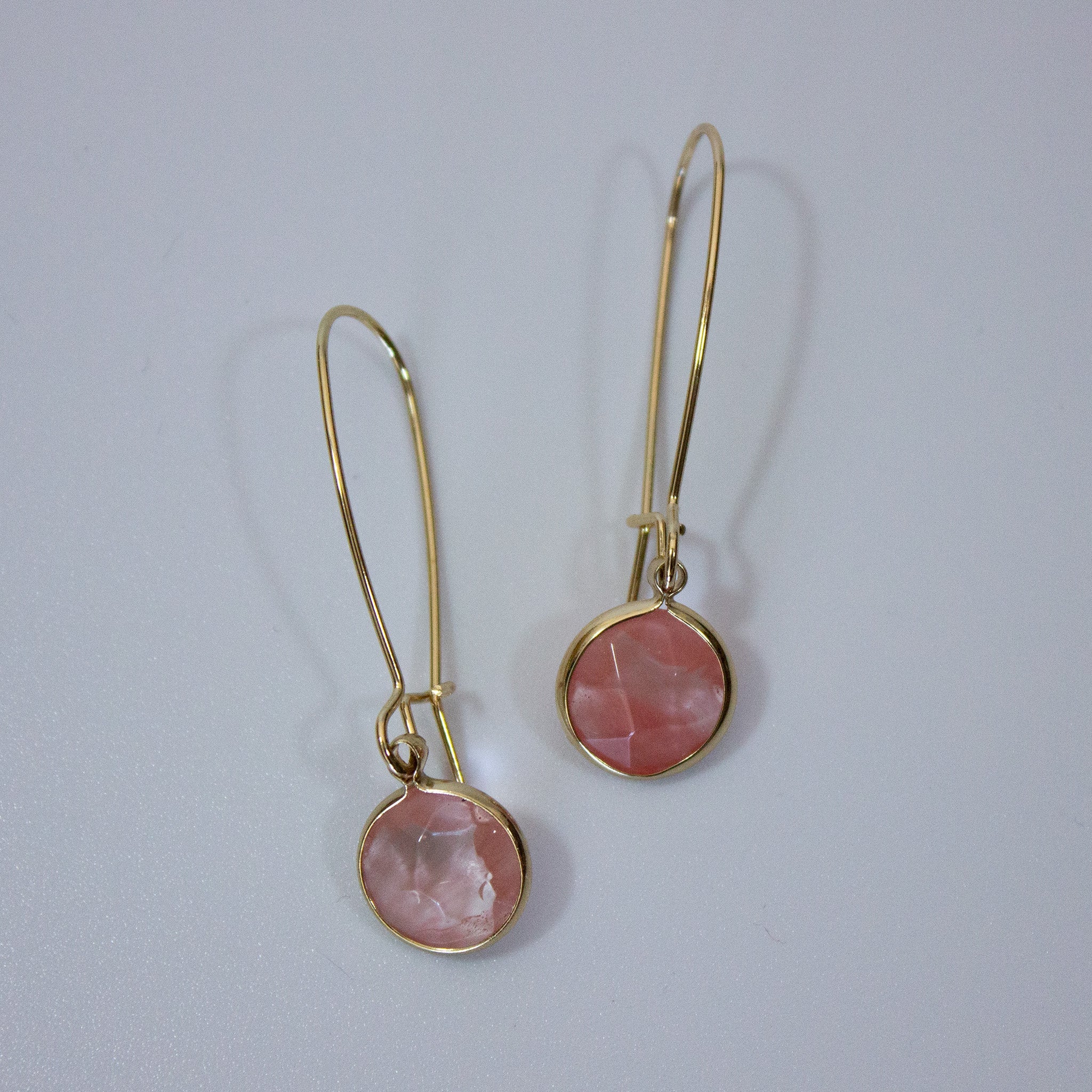 Round Semi Stone with Hoop Earrings in Gold - CE - 16413 G CQ - Uneeka