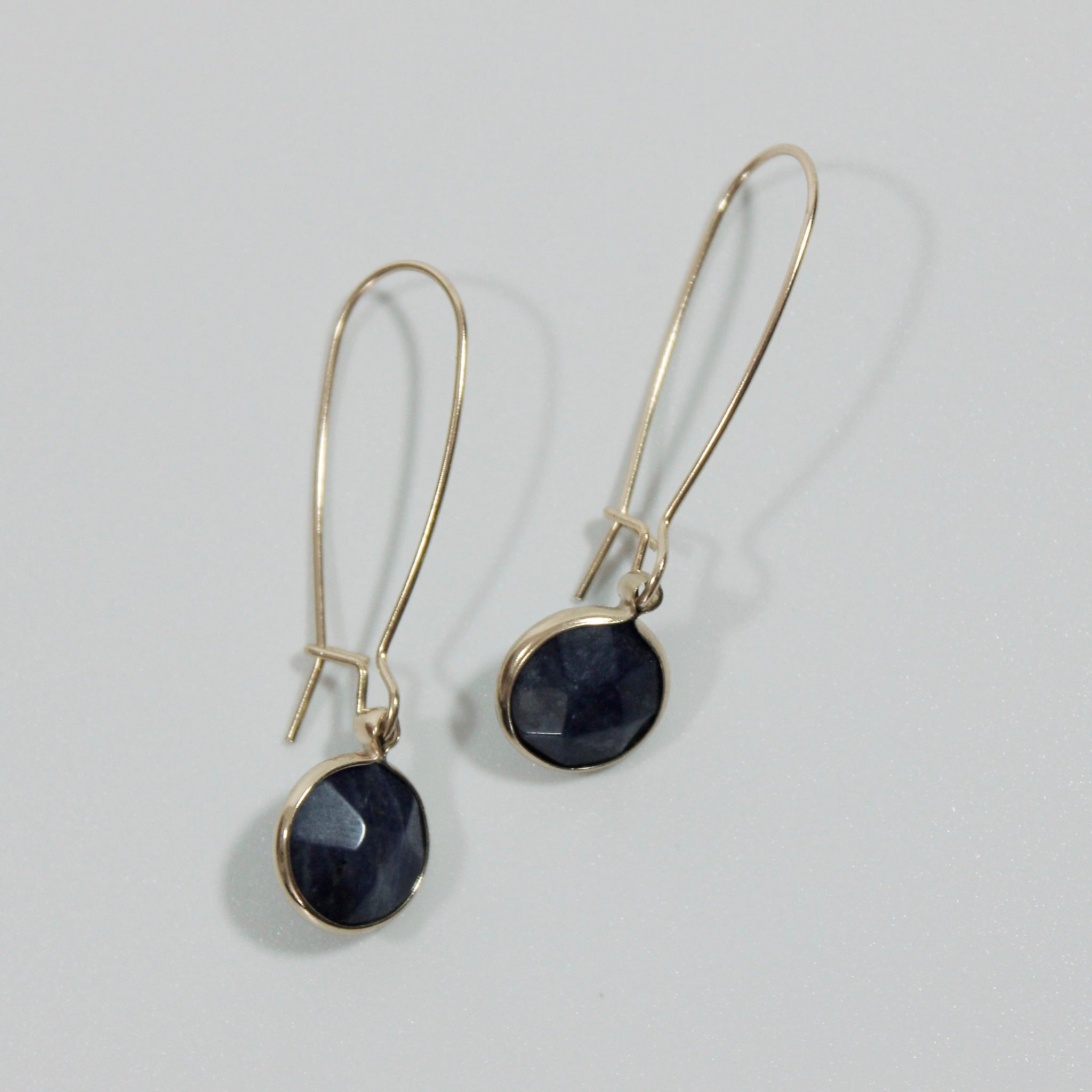 Round Semi Stone with Hoop Earrings in Gold - CE - 16413 G NBU - Uneeka