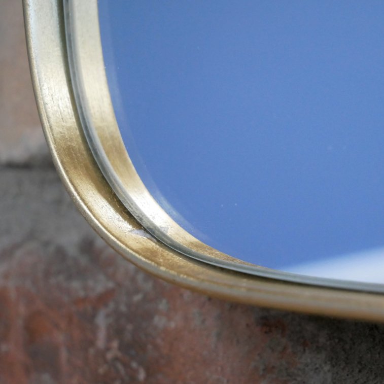 Rounded Edge Square Gold Frame Mirror - 7553 - Uneeka