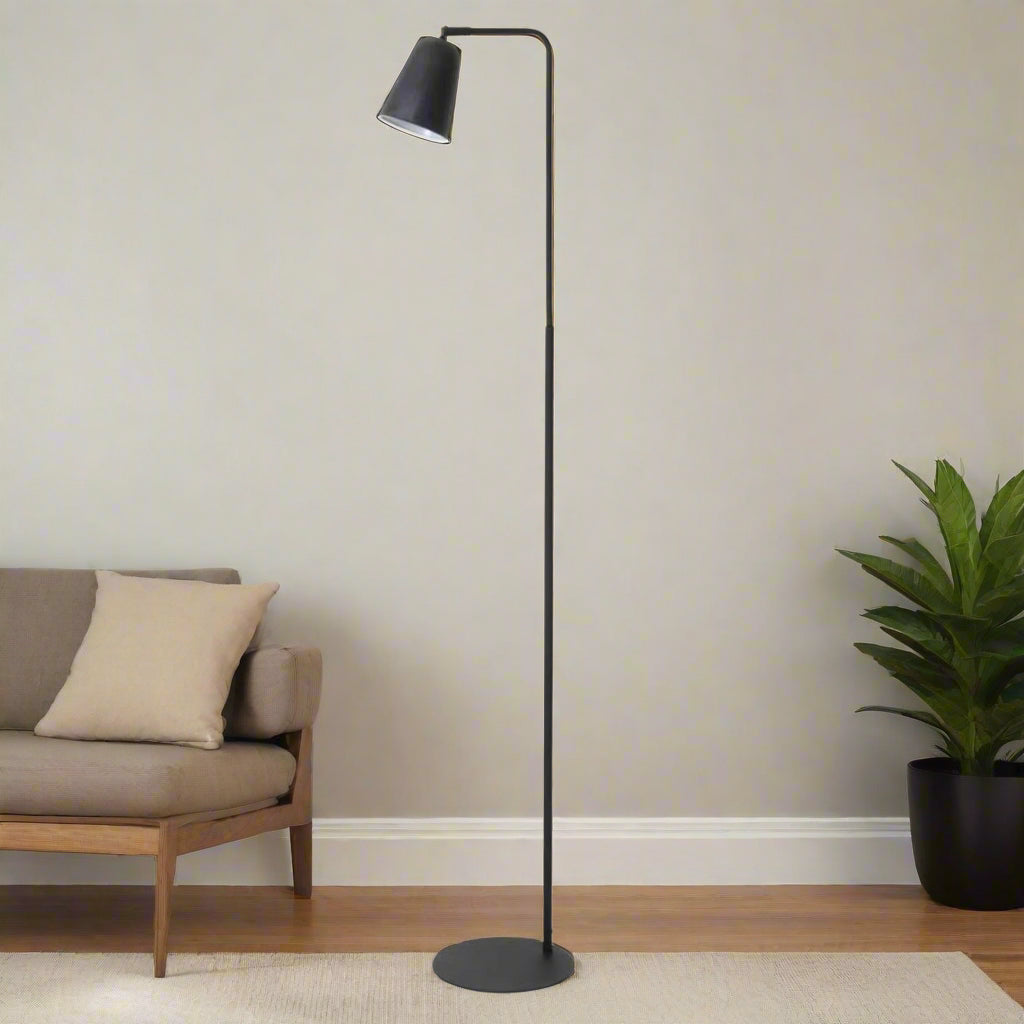 Rounded Lamp Head Black Metal Floor Lamp - 1819412 - Uneeka