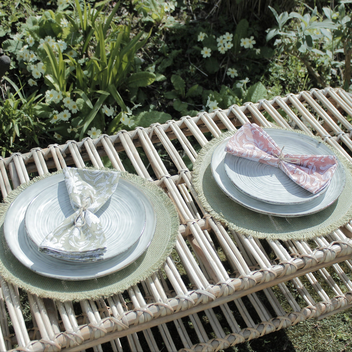 Set Of 2 Hand Block Cotton Napkins - JHE16O - Uneeka