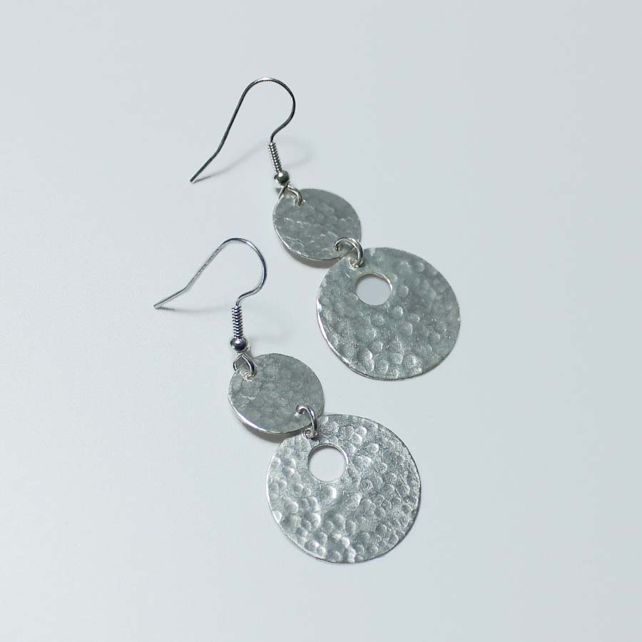 Silver Plated 2 Circle With Hole Earrings - JEMS35 - Uneeka