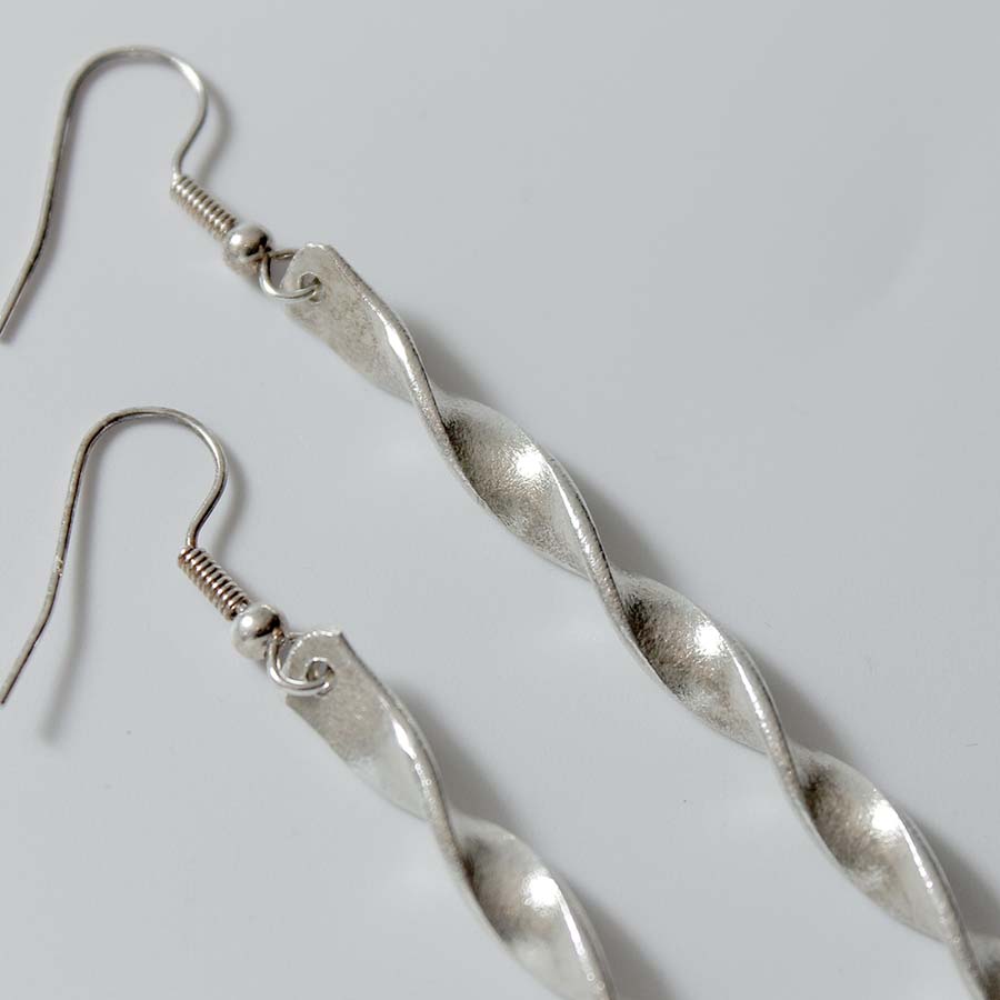 Silver Plated Long Twisted Earrings - JEMS36 - Uneeka