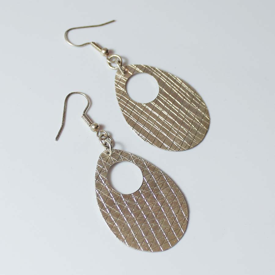 Silver Plated Oval Earrings with Hole - JEMS41 - Uneeka