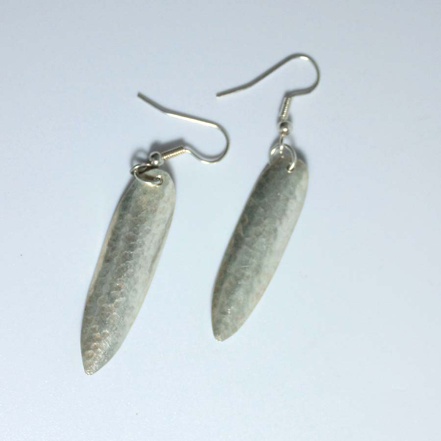 Silver Plated Petite Slim Leaf Earrings - JEMS32 - Uneeka