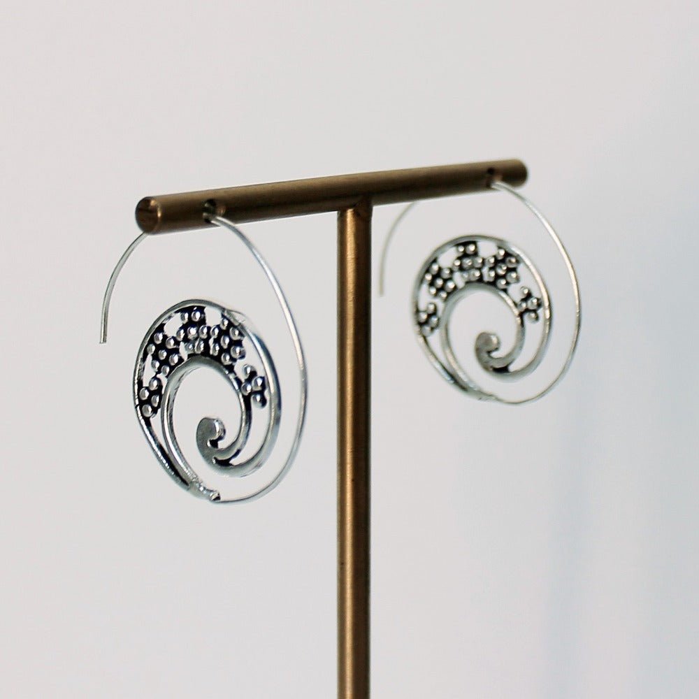 Silver Plated Spiral Hoop Earrings - ER540 - C - Uneeka