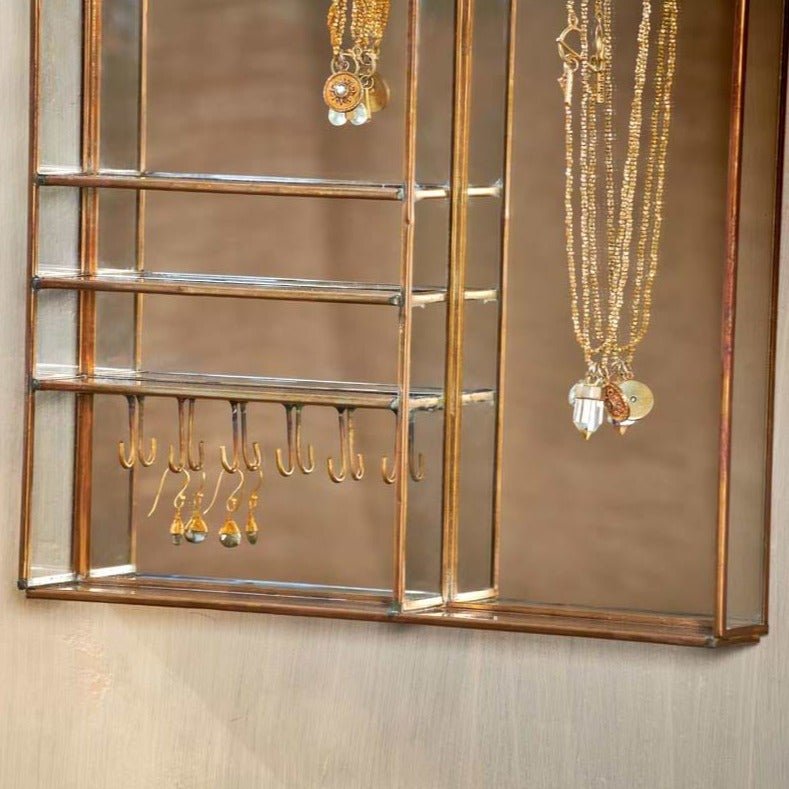Small Bequai Antique Brass Wall Hung Jewellery Box - BW0501 - Uneeka