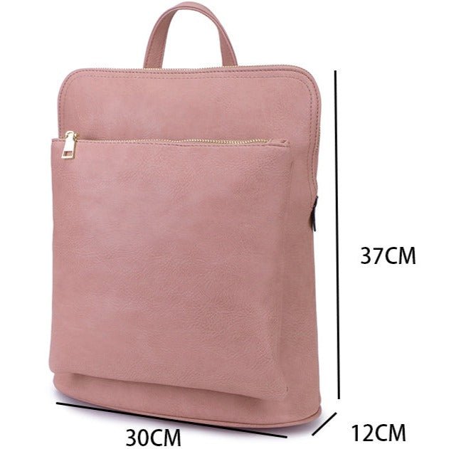 Square Faux Leather Backpack / Side Bag - 18807 - A - BROWN - Uneeka
