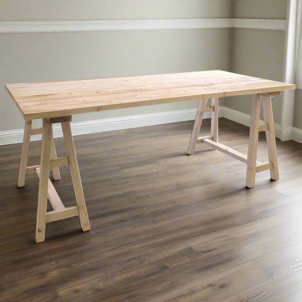 Stripped Vintage Trestle Dining Table - IG03 - Uneeka