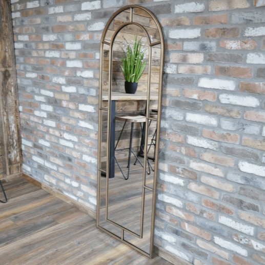Tall Gold Metal Framed Arch Mirror - 6443 - Uneeka